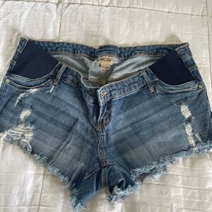 Indigo Blue Distressed Jean Shorts